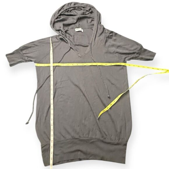 MICHAEL STARS Women’s Gray Supima Cotton Short Sleeve Hoodie Tunic One Size (Fit - Picture 5 of 5